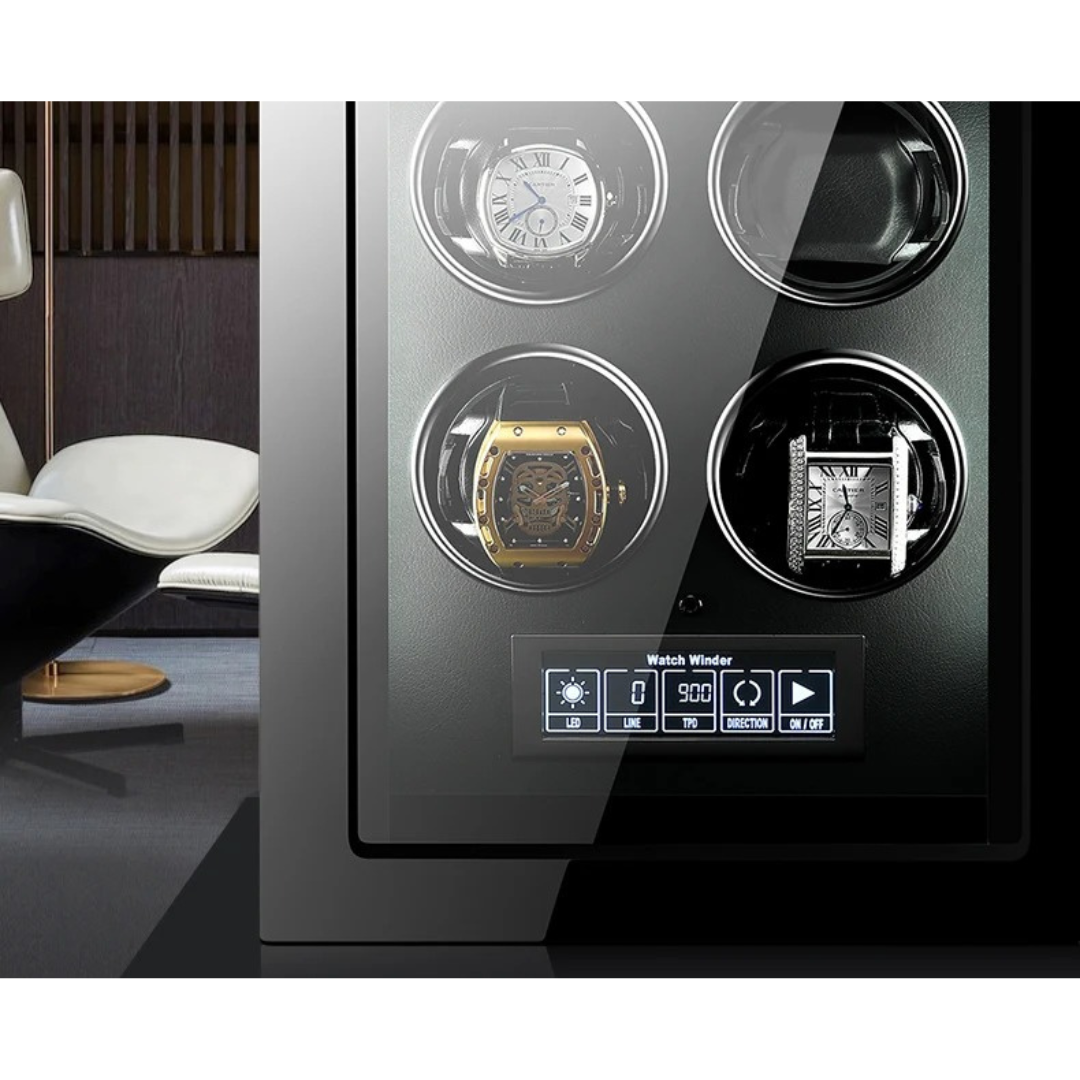 Fingerprint Unlock - Six Piece Watch Winder with LED Touchscreen