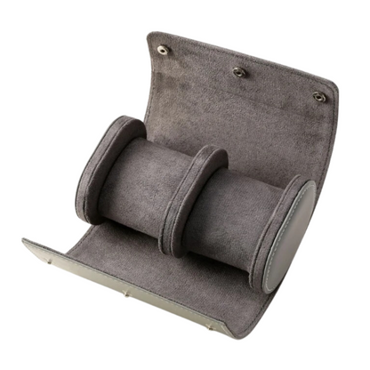 Two Slot Leather and Velvet Watch Roll