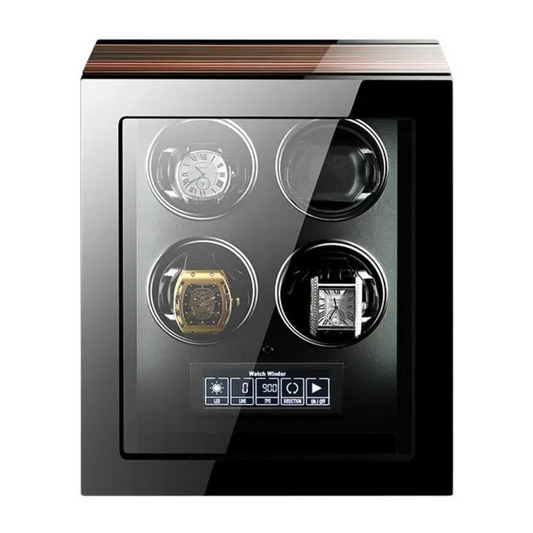 Fingerprint Unlock - Four Piece Watch Winder with LED Touchscreen