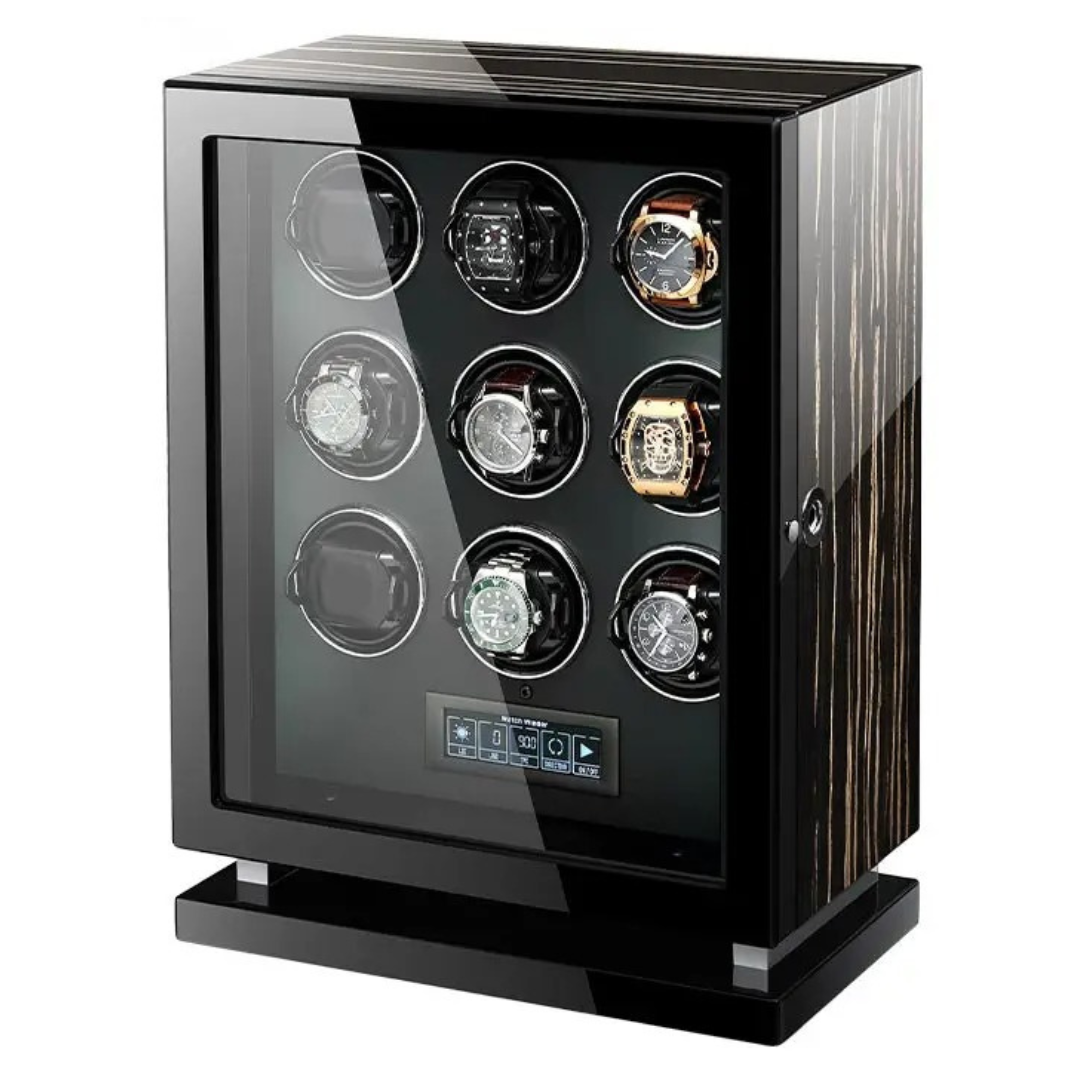 Fingerprint Unlock - Nine Piece Watch Winder with LED Touchscreen