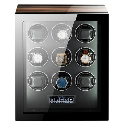 Fingerprint Unlock - Nine Piece Watch Winder with LED Touchscreen