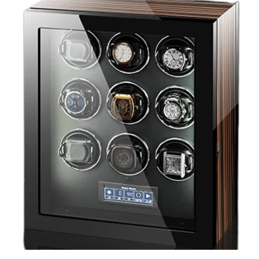 Fingerprint Unlock - Nine Piece Watch Winder with LED Touchscreen