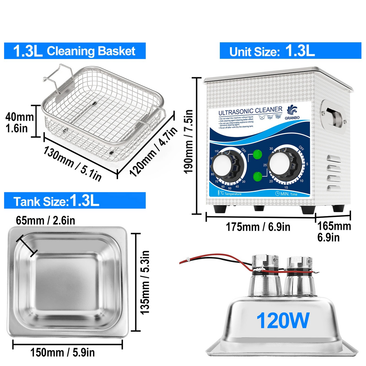 1.3L Ultrasonic Industrial Jewellery Cleaner