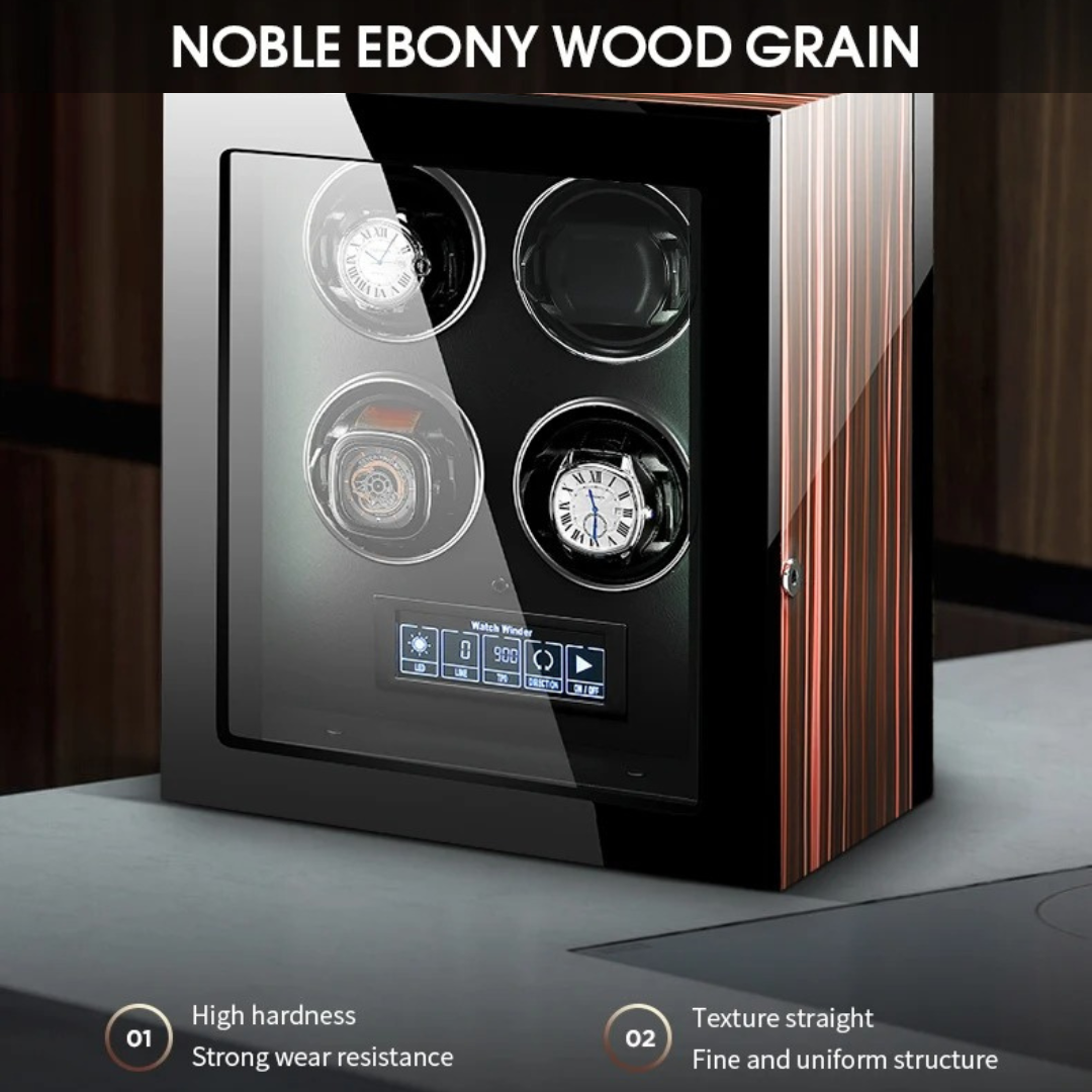 Fingerprint Unlock - Four Piece Watch Winder with LED Touchscreen