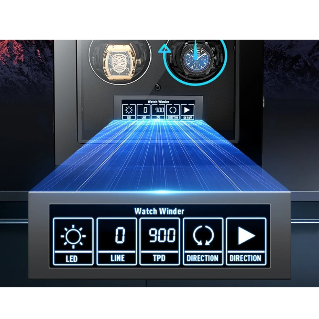 Fingerprint Unlock - Six Piece Watch Winder with LED Touchscreen
