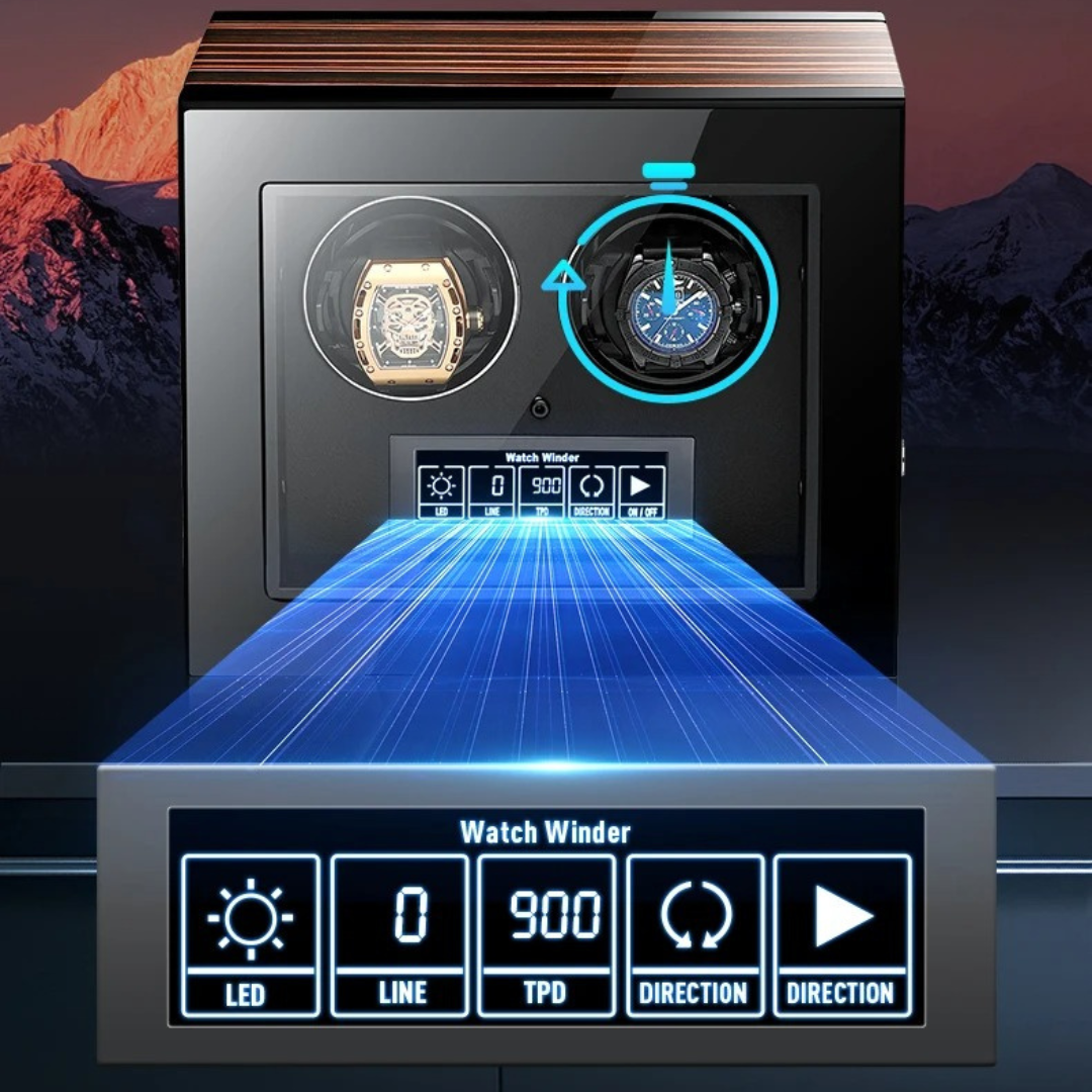 Fingerprint Unlock - Four Piece Watch Winder with LED Touchscreen