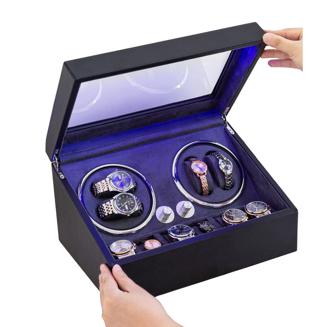 Four Piece Watch Winder with LED Lights