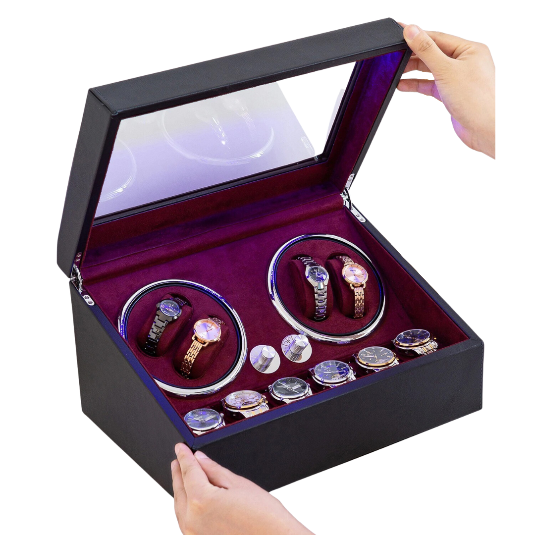 Four Piece Watch Winder with LED Lights